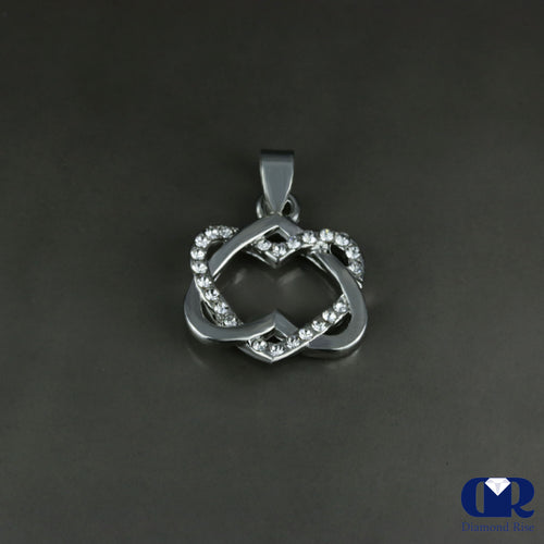 Diamond Double Twisted Heart Pendant Necklace In 14K Gold