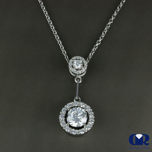 2.89 Natural Round Cut Diamond Pendant Necklace 14K Gold With Chain