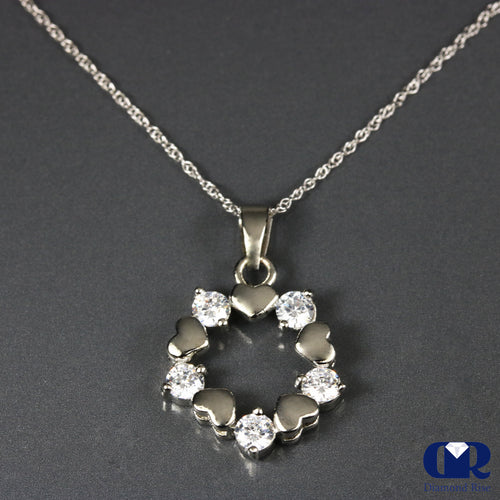 0.75 Carat Round Cut Diamond Pendant Necklace In 14K Gold With 16" Chain