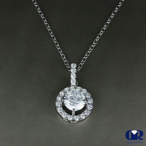 2.46 Carat Round Cut Diamond Pendant Necklace In 14K Gold