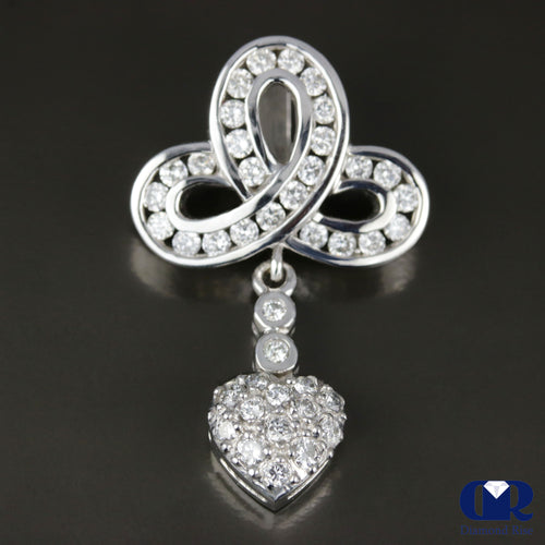 Women's Round Cut Diamond Slide Pendant Necklace In 14K White Gold