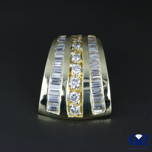 Women's Round & Baguette Diamond Slide Pendant Necklace In 14K Yellow Gold