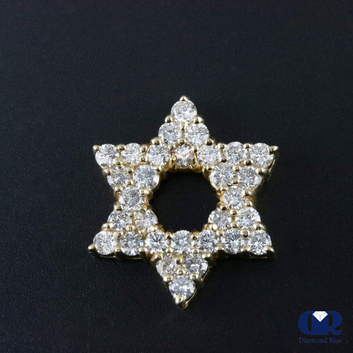 1.05 Ct Round Cut Diamond Star Shaped Pendant Necklace 14K Yellow Gold