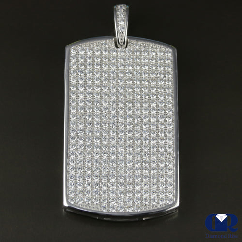 Men's Diamond Dog Tag Pendants In 14K White Gold