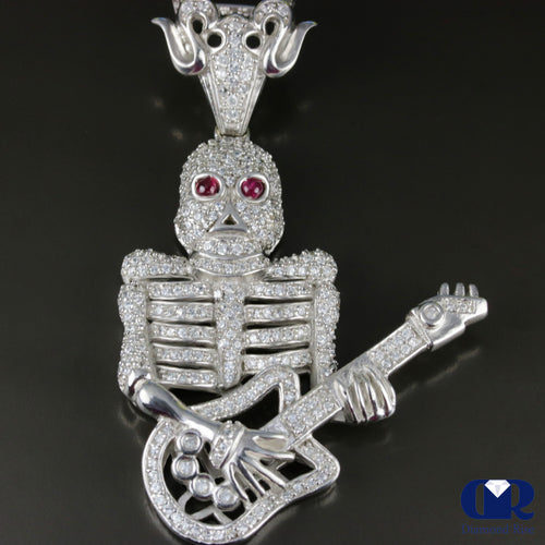 Men's Diamond Guitar Skeleton Pendant Hip Hop Jewelry 10K Gold