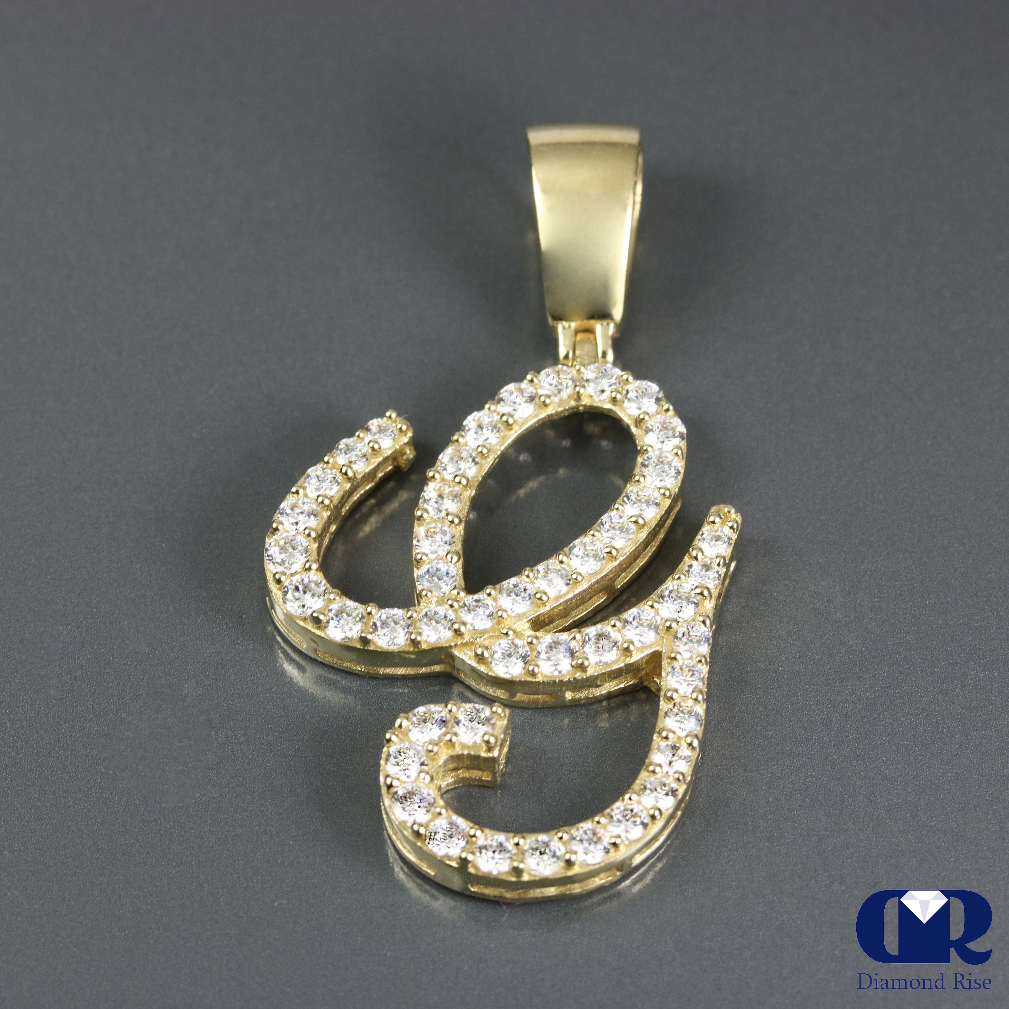 Diamond Script Letter Pendant In 14K Gold - Dia Rise Inc.