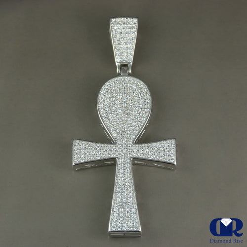 Unique Diamond Cross Pendant In 14K White Gold