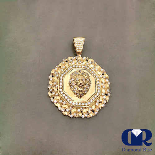 1.65 Carat Diamond Lion Head Pendant Necklace 14K Gold