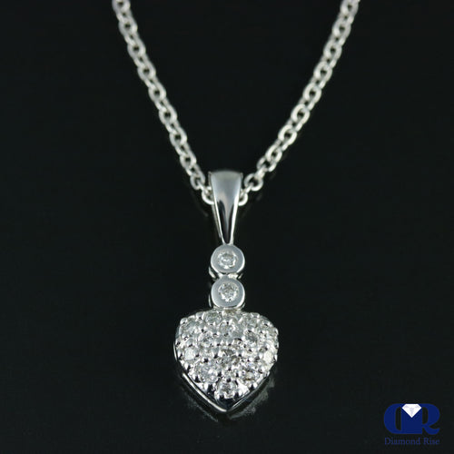 0.25 Carat Diamond Heart Shape Pendant Necklace 14K White Gold With Chain