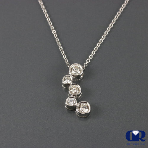 0.65 Round Cut Diamond Pendant In 14K White Gold With 16"