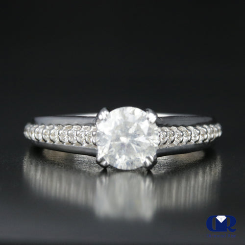 1.80 Carat Round Cut Diamond Engagement Ring In 14K White Gold
