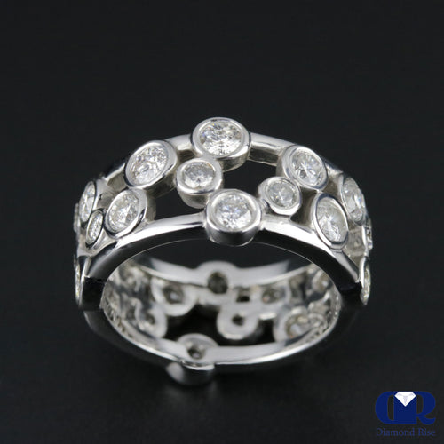 Women's Diamond Irregular Messed Bobble Style Wedding Band Anniversary Ring 14K White Gold