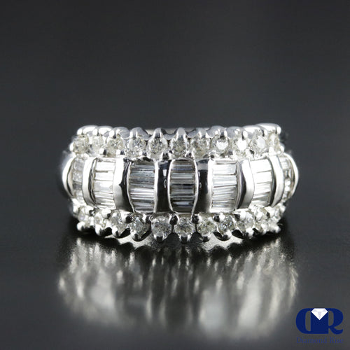 1.08 Carat Diamond Wedding Band Anniversary Ring In 14K White Gold