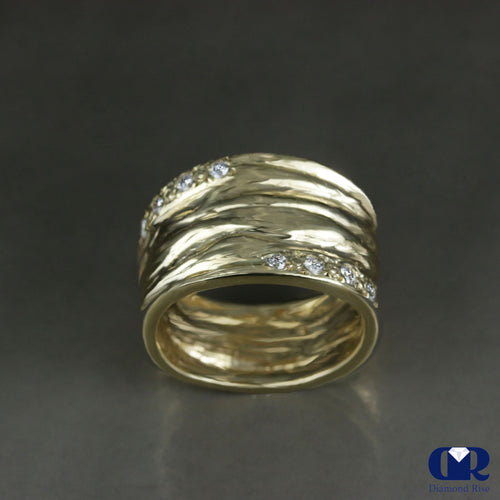 Handmade Diamond Right Hand Ring / Cocktail Ring In 14K Gold