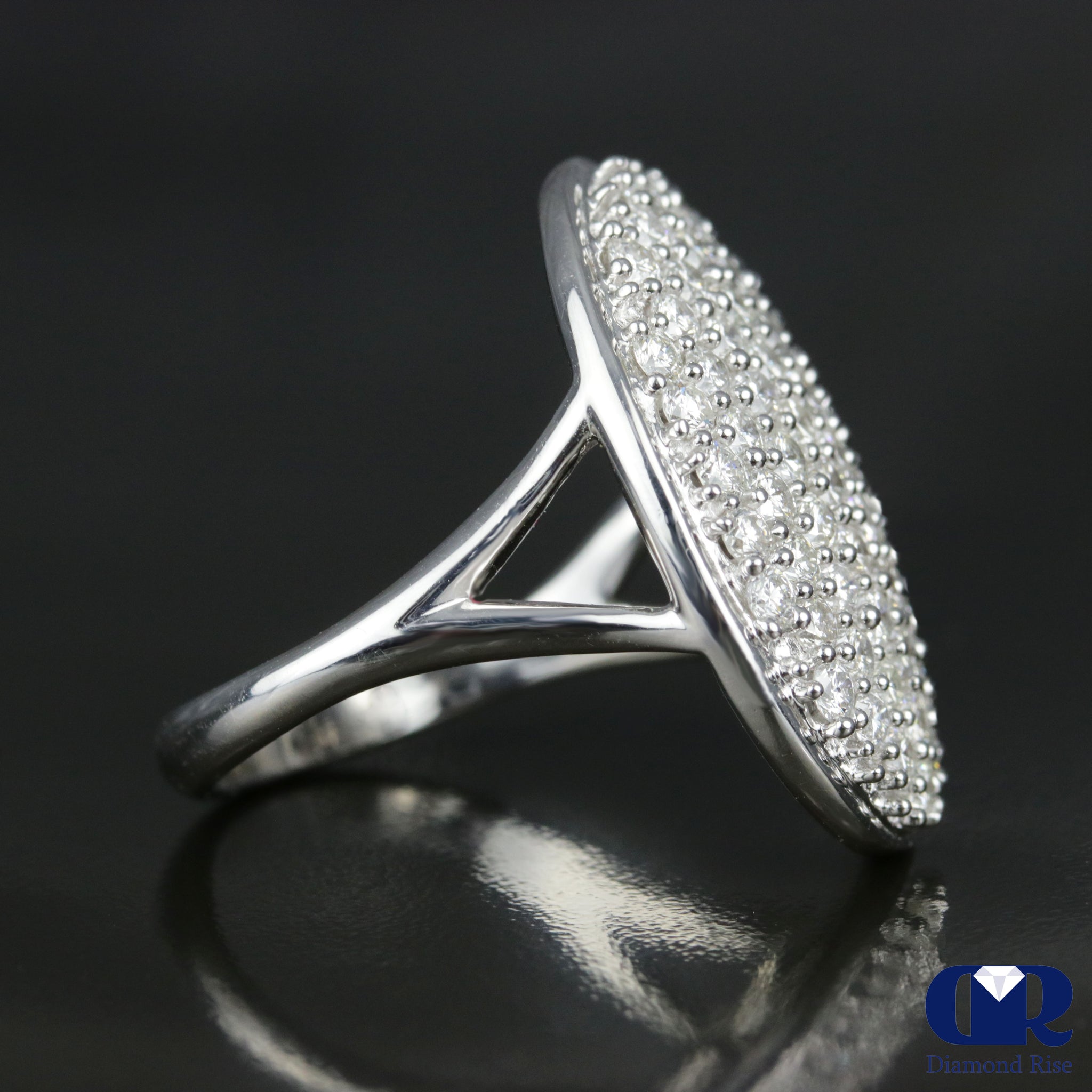 Large Oval Shaped Diamond Cocktail Ring 