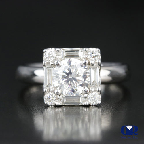1.62 Carat Round Cut Diamond Engagement Ring In 18K White Gold