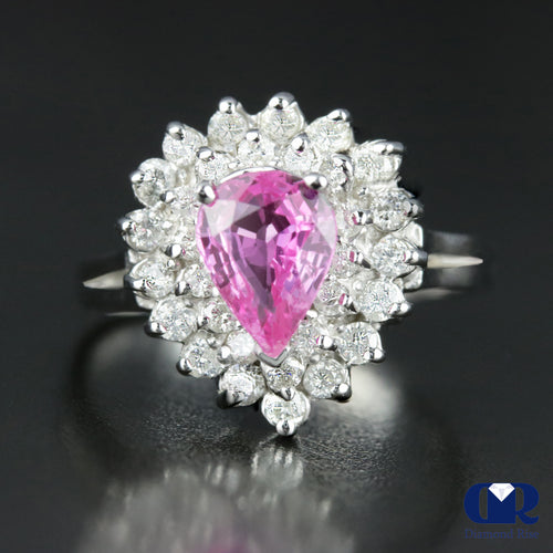 1.90 Ct Natural Pink Sapphire & Diamond Engagement Ring