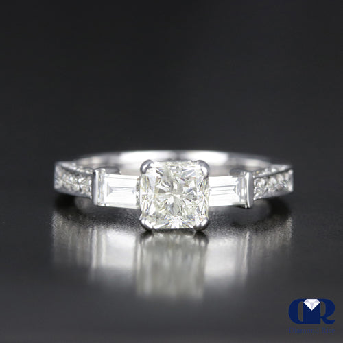 1.68 Carat Radiant Cut Diamond Engagement Ring In 18K White Gold