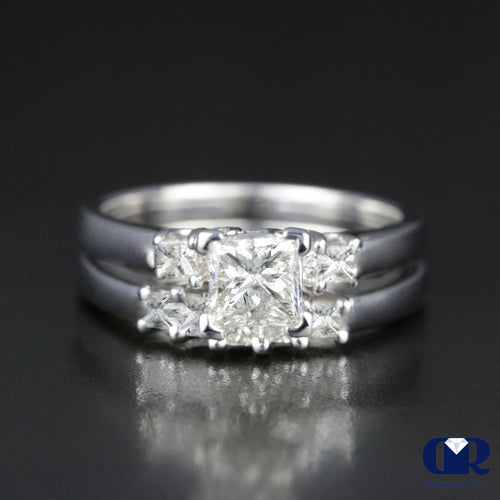 1.28 Carat Princess Cut Diamond Engagement Ring Set In 14K White Gold