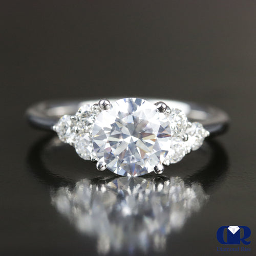 1.95 Carat Round Cut Diamond Engagement Ring In 14K White Gold
