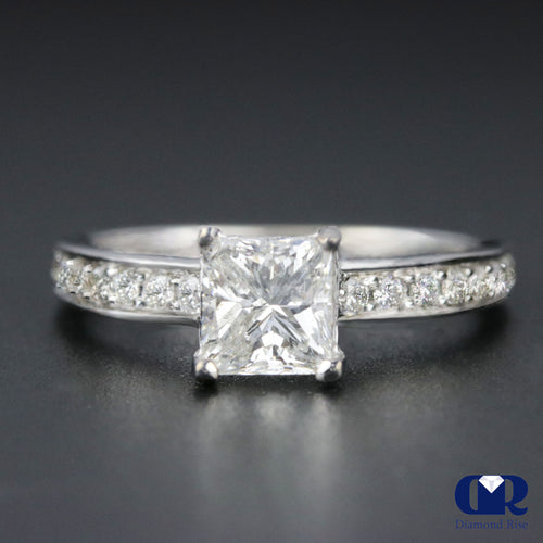 1.41 Carat Princess Cut Diamond Engagement Ring In 14K White Gold