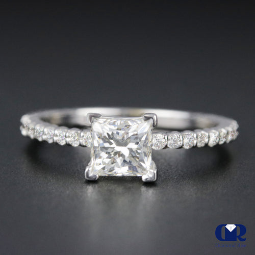 1.40 Carat Princess Cut Diamond Engagement Ring In 14K White Gold