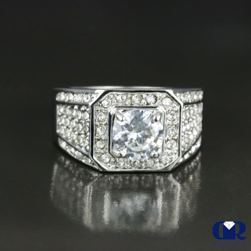 Men's Diamond Ring In 14K White Gold