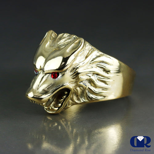 Men's 14K Solid Gold Wolf Pinky Ring