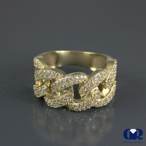 Men's 1.00 Ct Diamond Miami Cuban Link Chain Pinky Ring In 14K Gold
