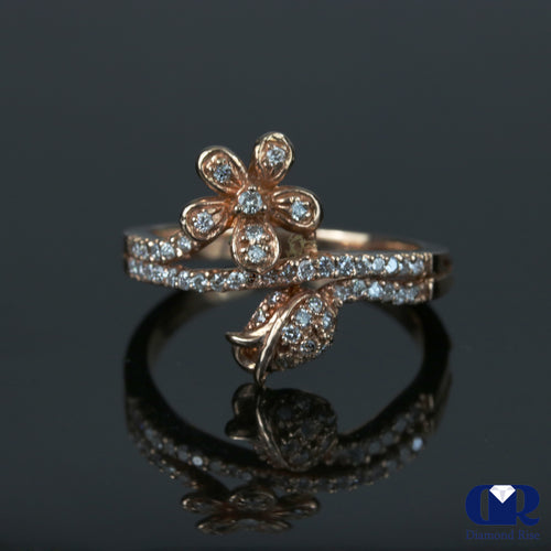 Diamond Floral Shaped Ring In 14K Rose Gold
