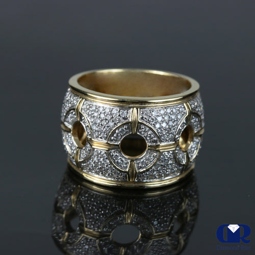 Large Diamond Cocktail Ring Right Hand Ring In 14K Gold