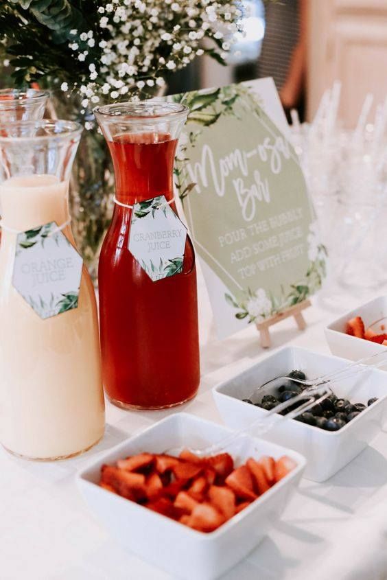 MimosaBar Carafes  Mimosa bar, Mimosa bar baby shower, Brunch bubbly  bridal shower