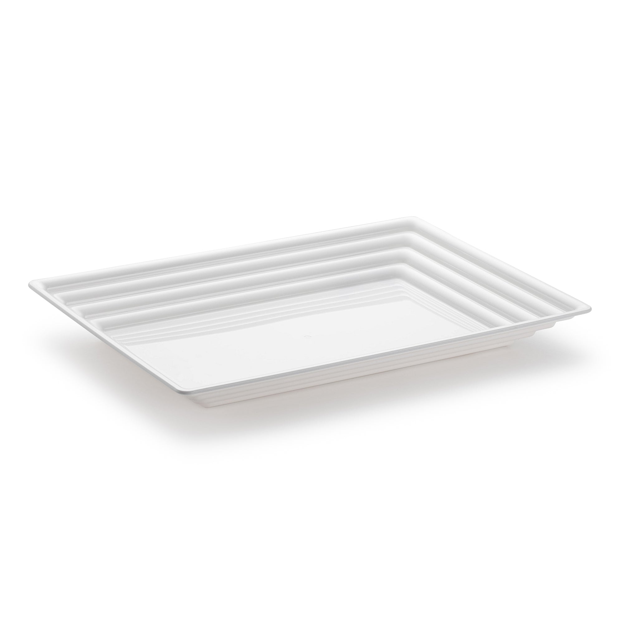 Plastic Trays - White Groove Rim Serving Tray