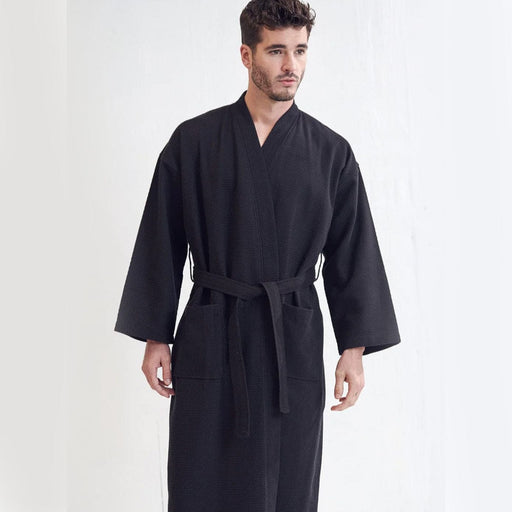 Men's Waffle Robe in Dark gray | MagicLinen