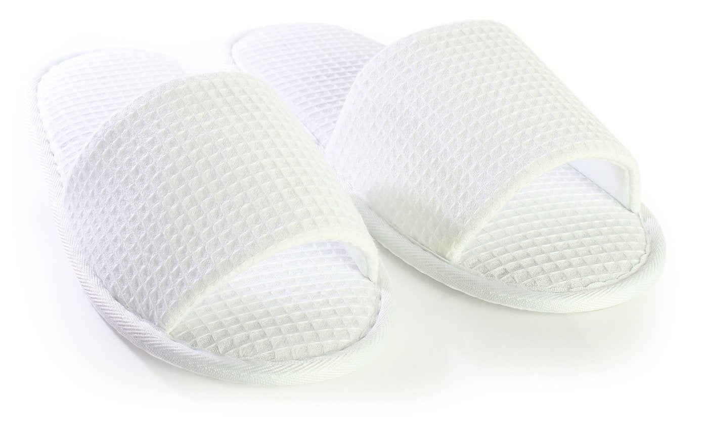 white waffle slippers