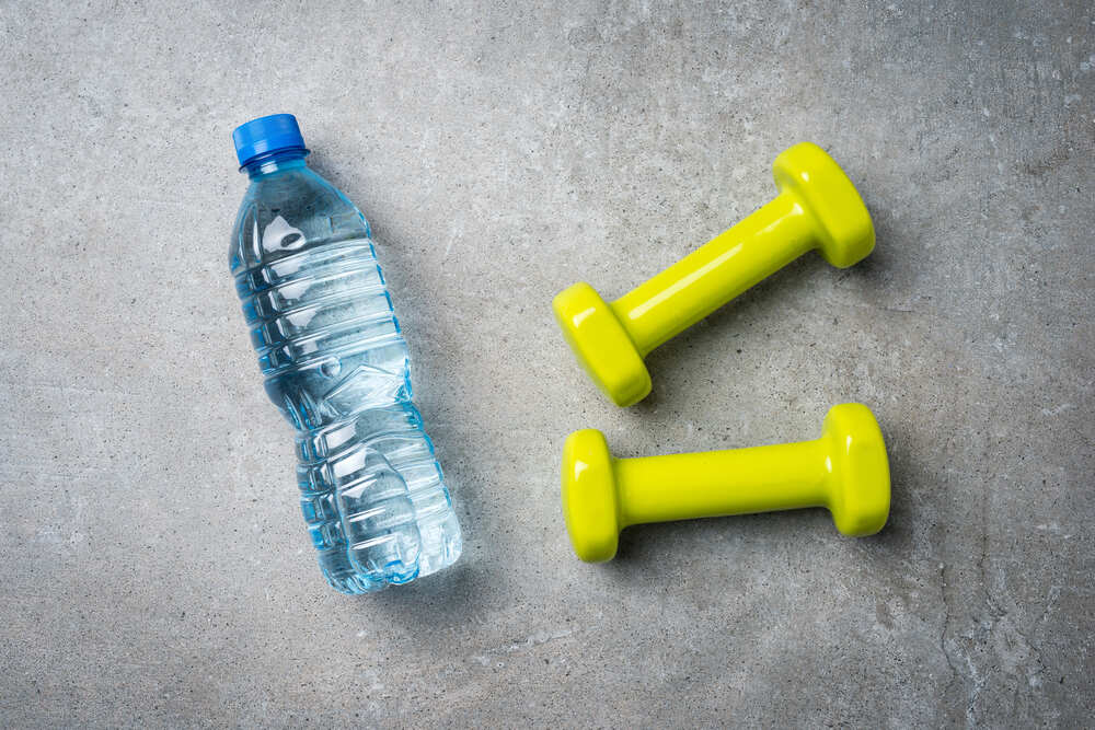 dumbell and water bottle