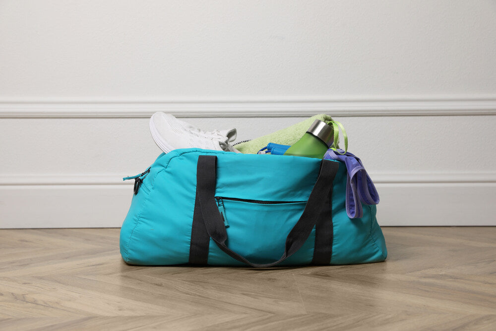 gym bag with personal care items inside