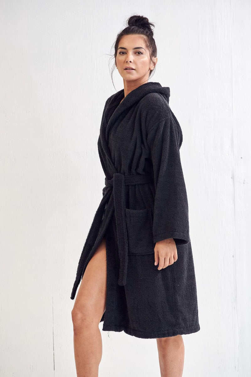 Download Women's Terry Black Bathrobe, Hooded, Wholesale Bathrobes ...