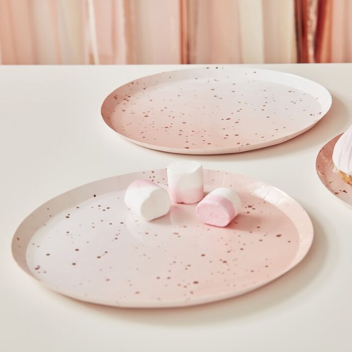 pink and grey paper plates