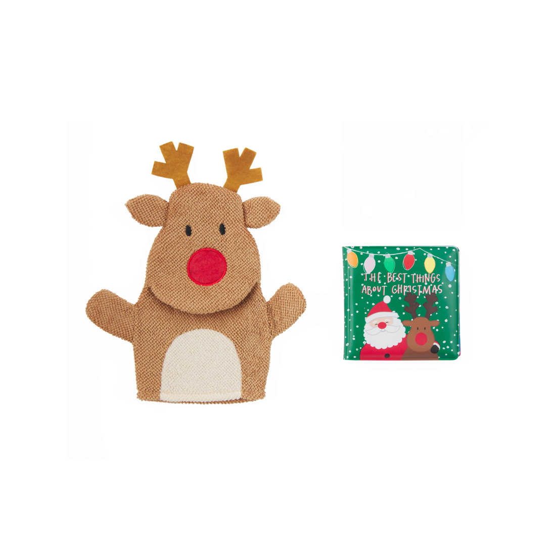 Reindeer Bath Book and Mitt