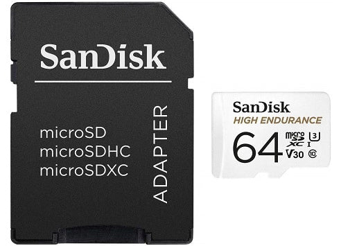 64 GB SANDISK HIGH ENDURANCE SD CARD FOR DASH CA,