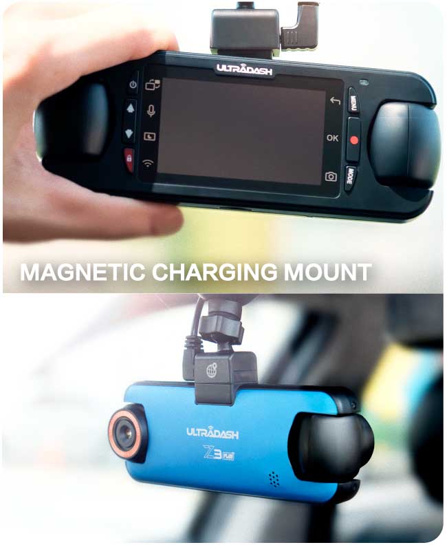 Patented magnetic mount design and Z3+ dash cam mount on the windshield