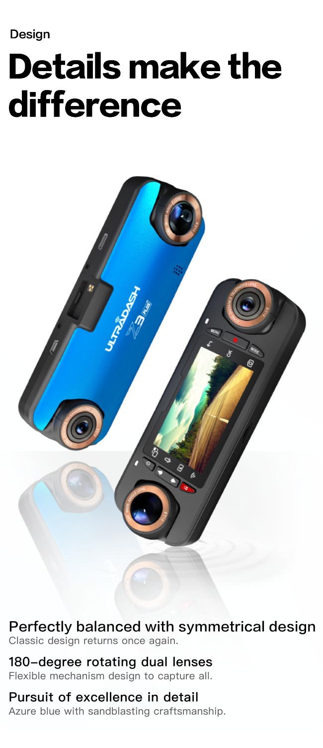 Z3+ dual lens dash cam design concept