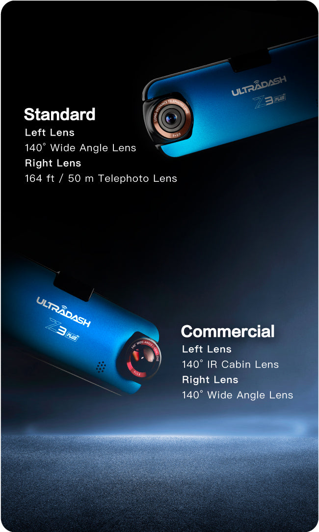 Z3+ dash cam standard edition vs commercial edition