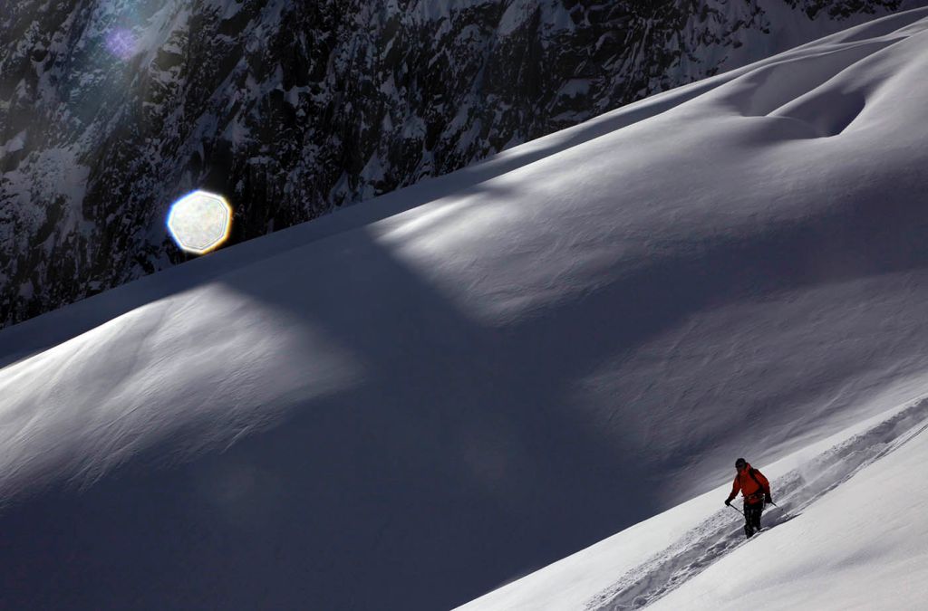deep skiing, mont blanc massif, snow, mountains, photography