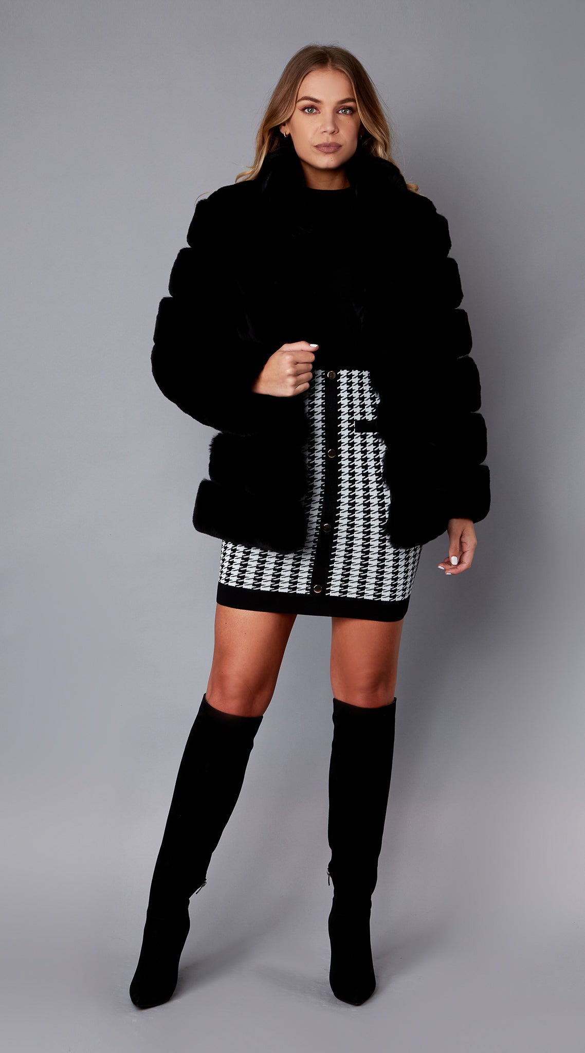 Buy Lipsy Black Longline Belted Faux Fur Coat from Next Luxembourg