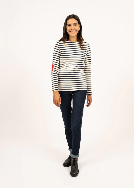 Vaujany Striped Tee Shirt in Navy with Red