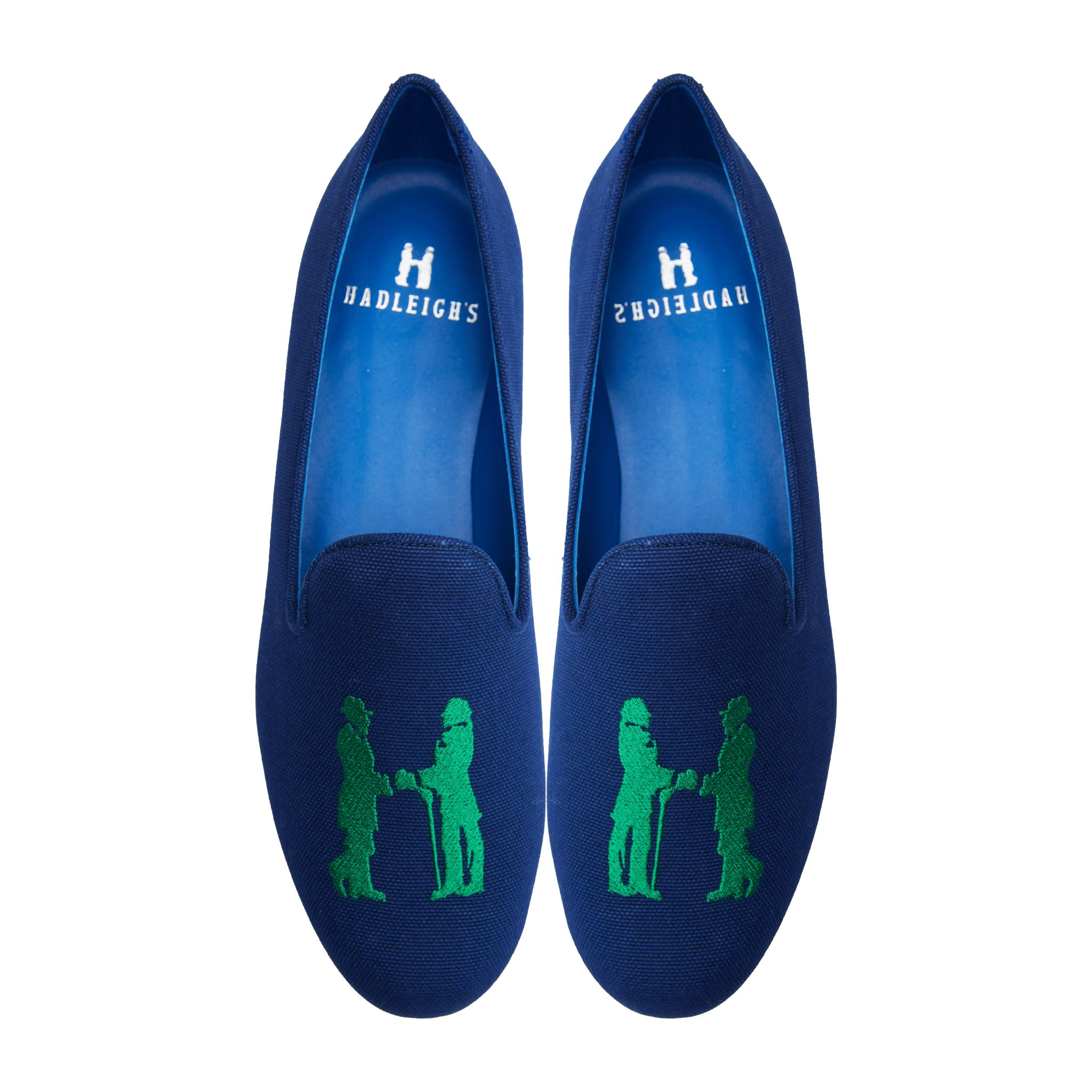 Slipper in Navy and Green