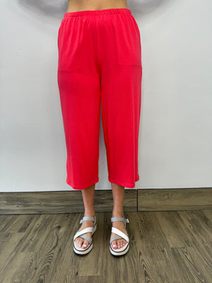 Coral Bamboo Terry Capri with Button Detail - Twist Boutique