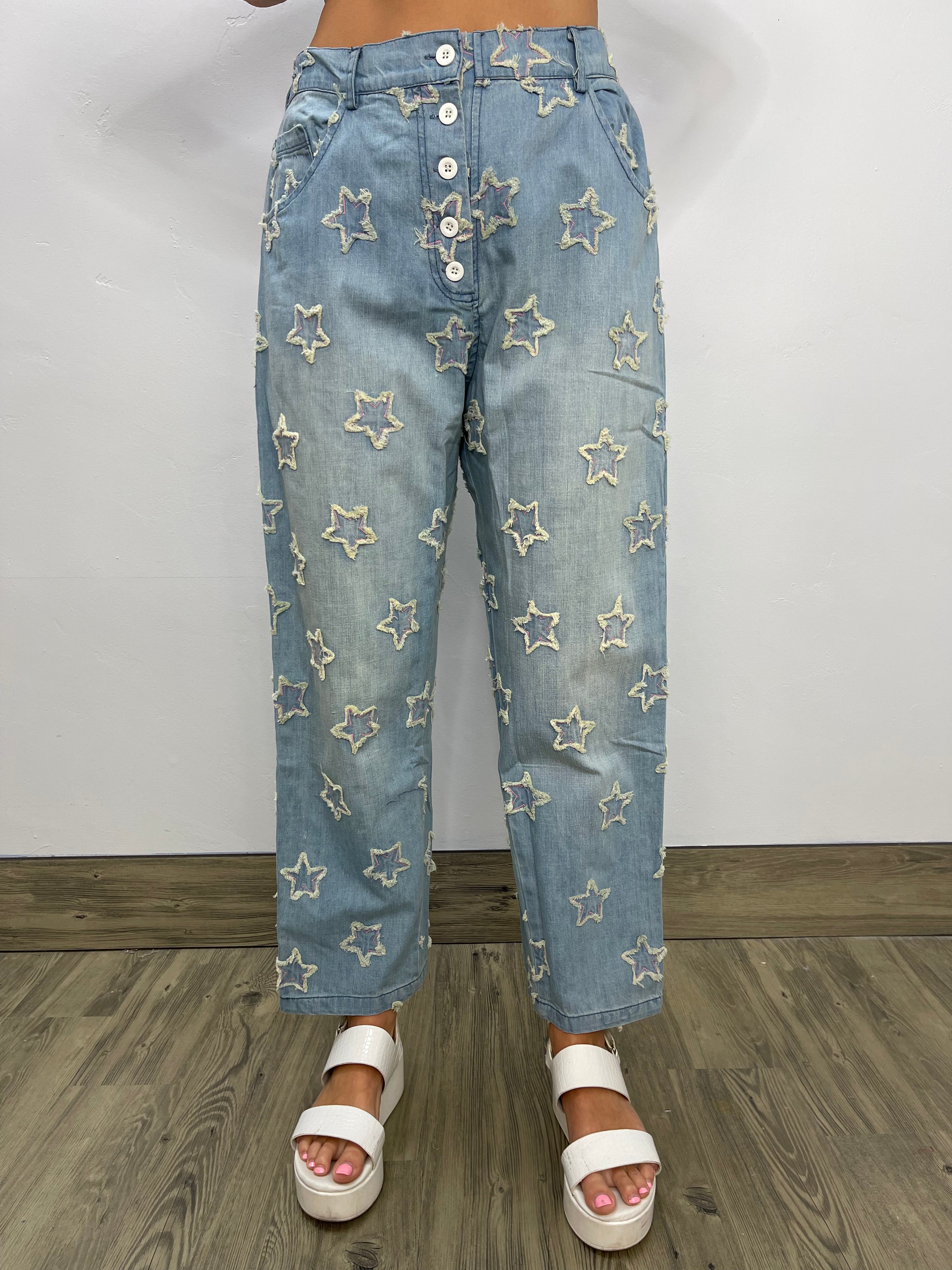 Forsøg hjælpe Spektakulær Star Pattern Blue Denim Jeans - Twist Boutique